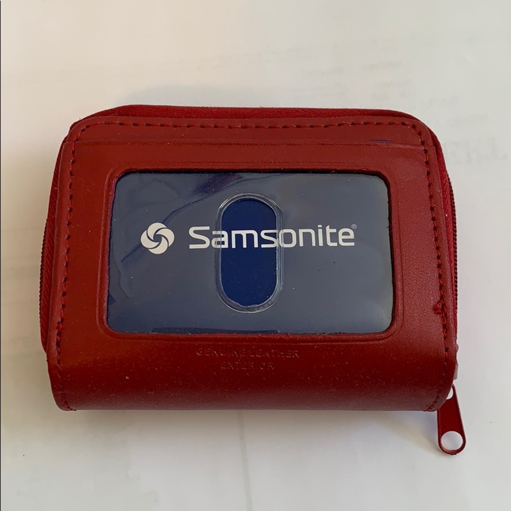 Red double zip wallet